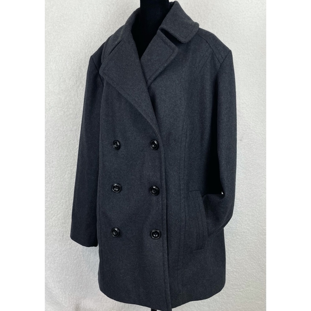 LONDON FOG • Charcoal Wool-Blend Double-Breasted Peacoat, 1X - Picture 14 of 16